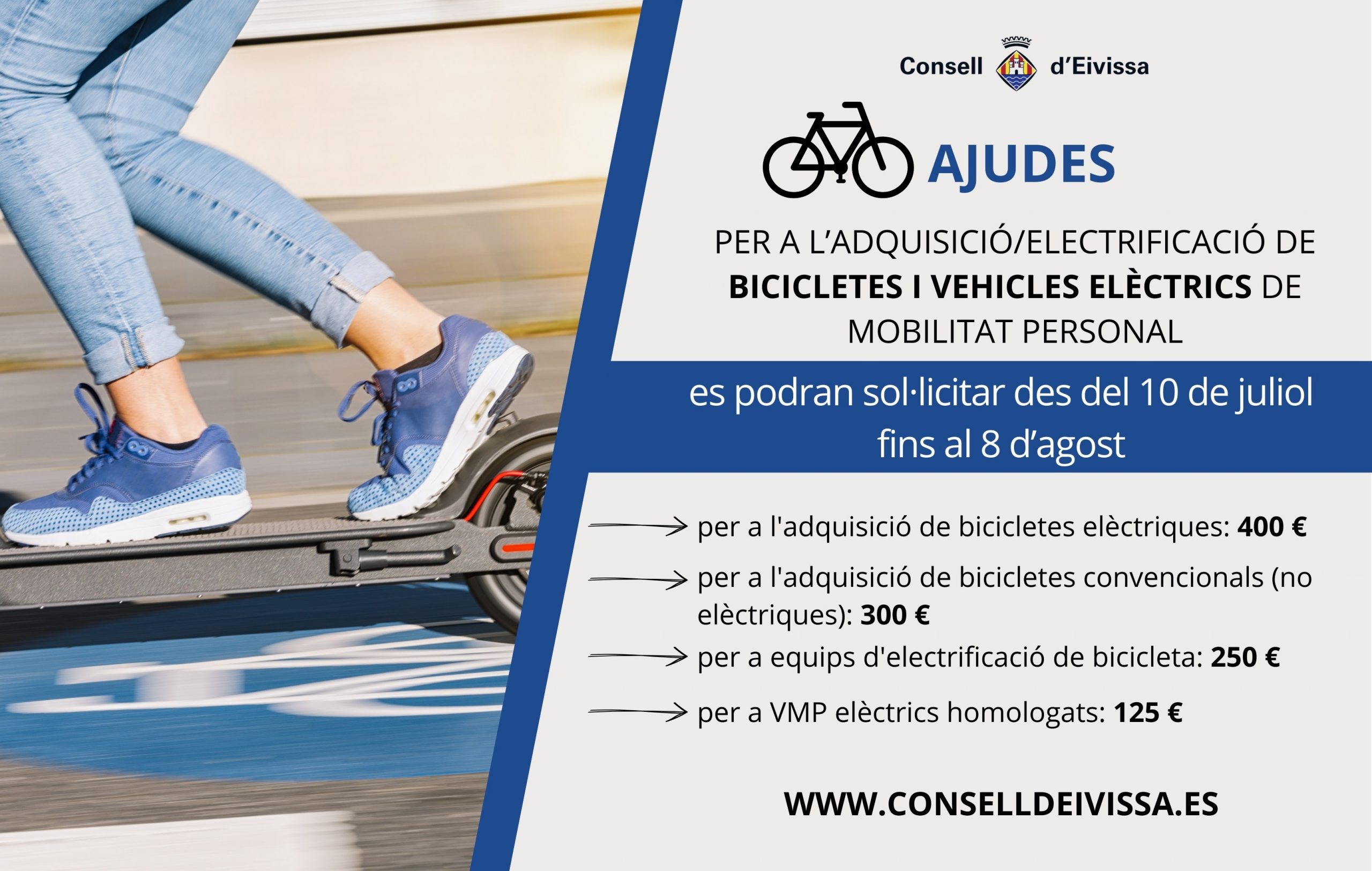 Eivissa concedeix ajudes de fins a 400 euros per a l'adquisició de bicicletes